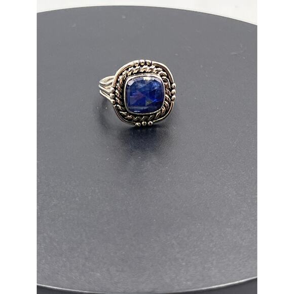 Artisan Twisted Sterling Silver Cushion Cut Deep Blue Kyanite Stone ring Sz  9 - Picture 8 of 8